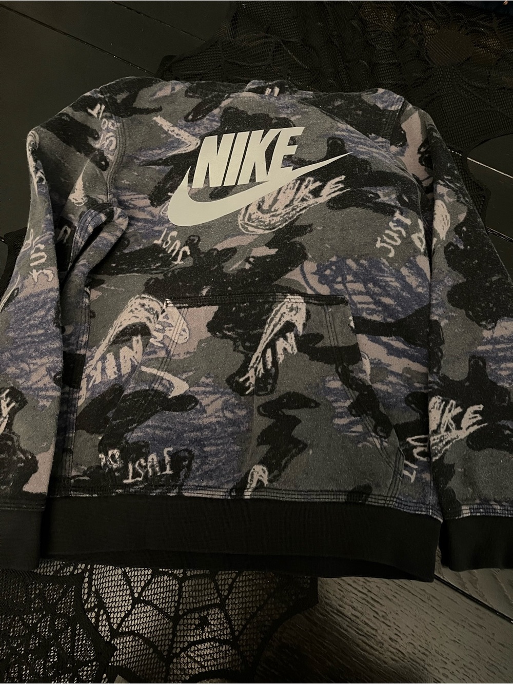 Nike Black & Gray Camo Logo Pullover Hoodie